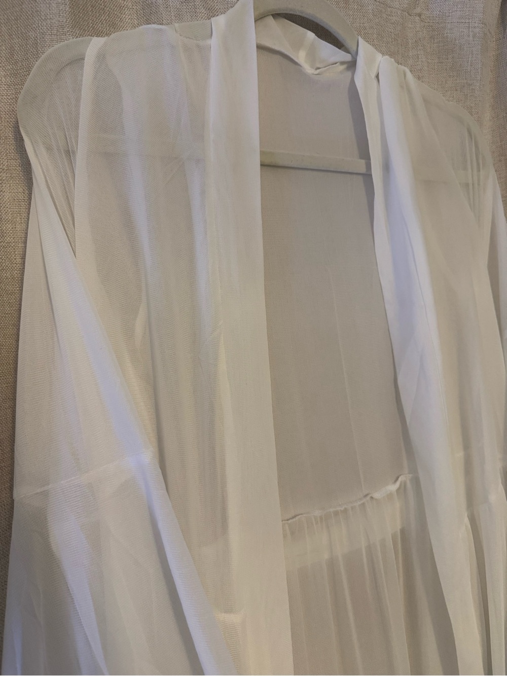 White Sheer Robe with Ruffle Trim - Picture 9 of 11